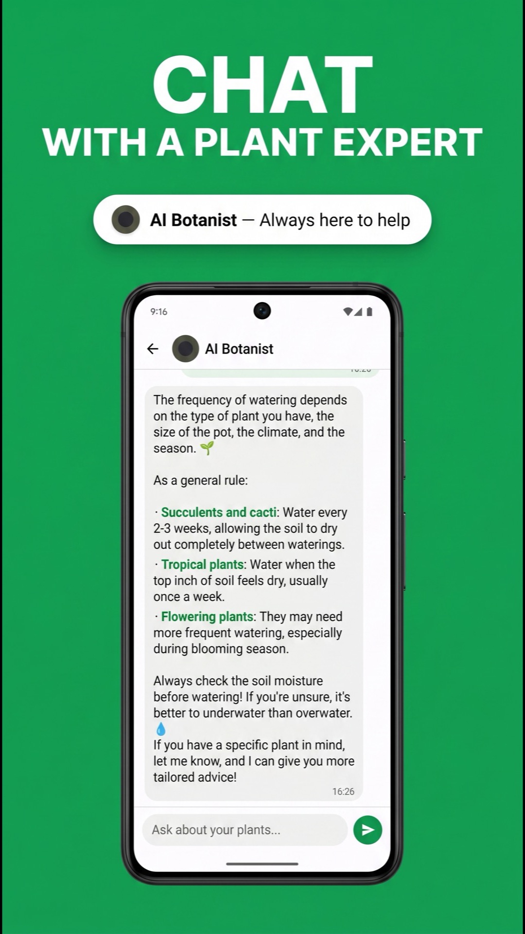 AI plant assistant chat
